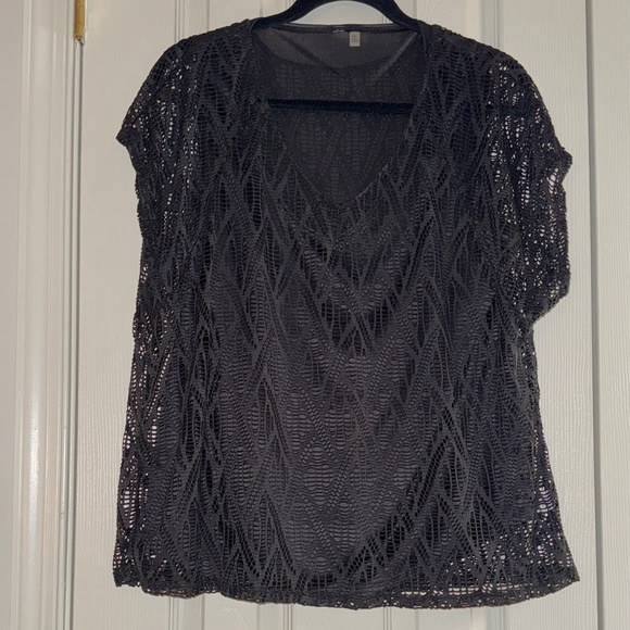 Sweaters - Sheer Black Lace Overlay Top – Size PXL